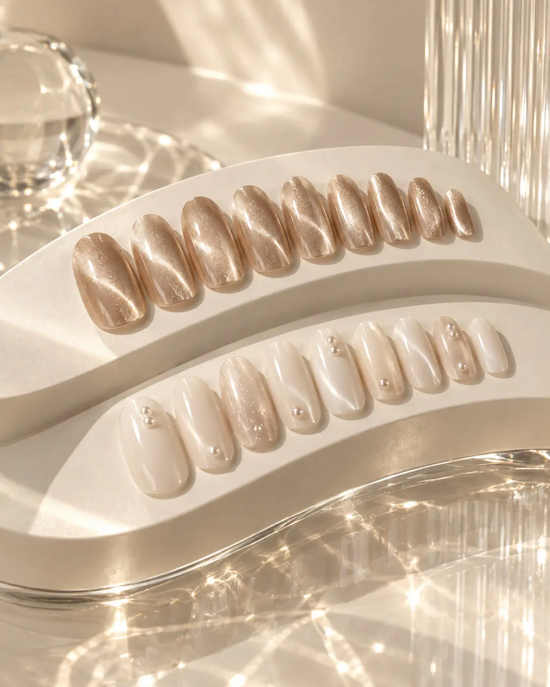 EveryLuxe editorial campaign image of blush and ivory nail concepts